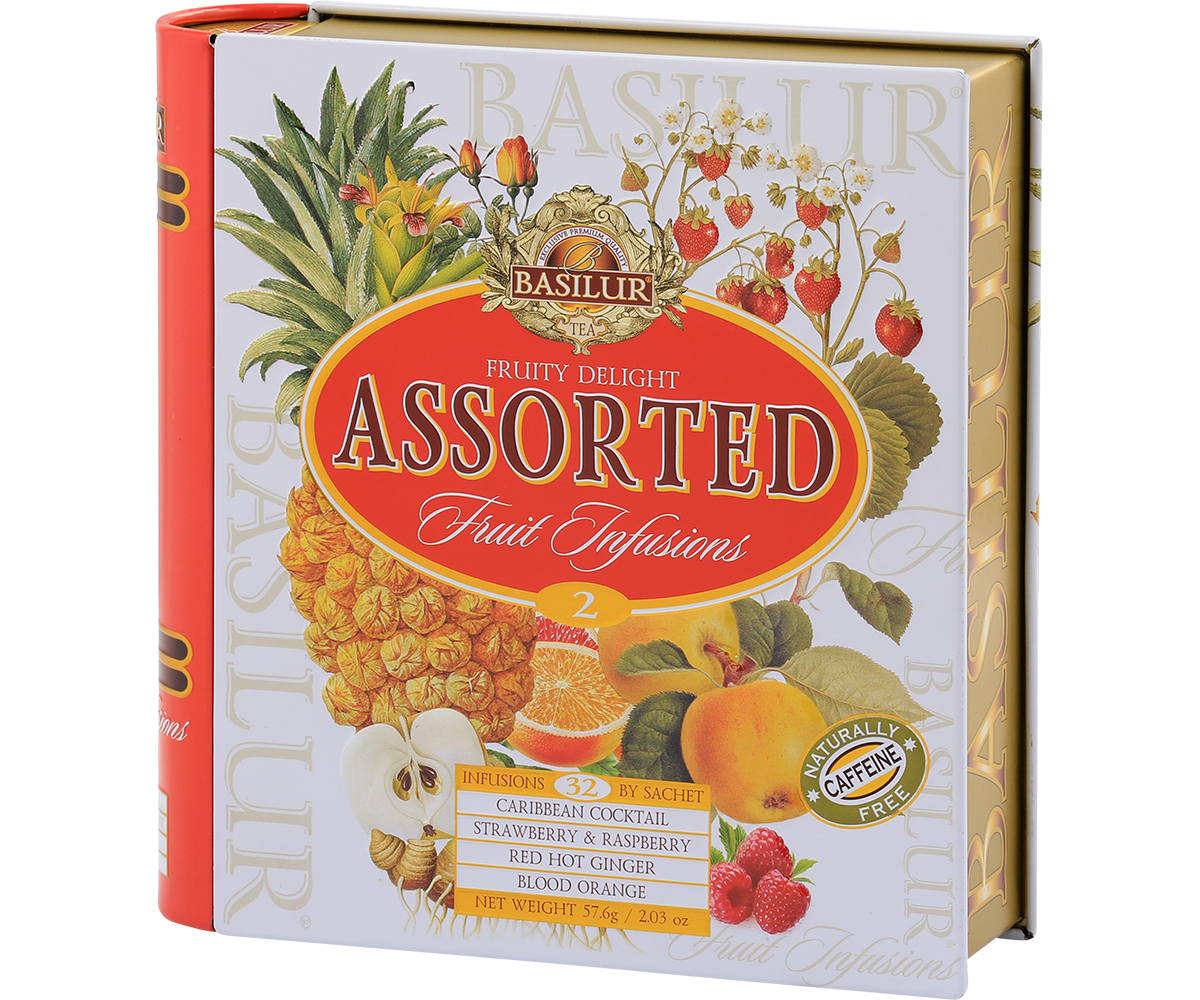 Zestaw Basilur Fruit Infusions vol. 2 w perspektywie – kolekcja naparów owocowych bez kofeiny.