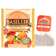Torebka i kopertka herbaty Basilur Orange Peach – owocowy napar bez kofeiny.