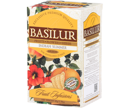 Bok pudełka Basilur Indian Summer – opis i skład herbaty.
