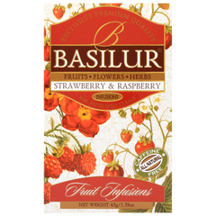 Herbata Basilur Strawberry & Raspberry – owocowa kompozycja z maliną i truskawką.