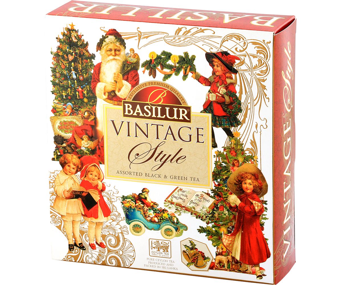Zestaw herbat Basilur Vintage Style w ozdobnym świątecznym pudełku z motywem retro