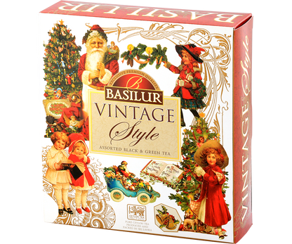 Zestaw herbat Basilur Vintage Style w ozdobnym świątecznym pudełku z motywem retro