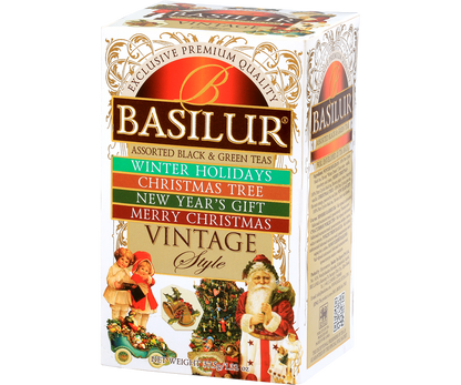 Herbata Basilur Vintage Style – świąteczne pudełko z różnymi smakami herbat.