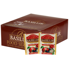 Opakowanie Basilur Forest Fruit 100 kopert, herbata owocowa z malinami i jeżynami.