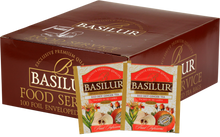 Saszetki herbaty Basilur Red Hot Ginger, aromatyczna mieszanka z imbirem bez kofeiny.