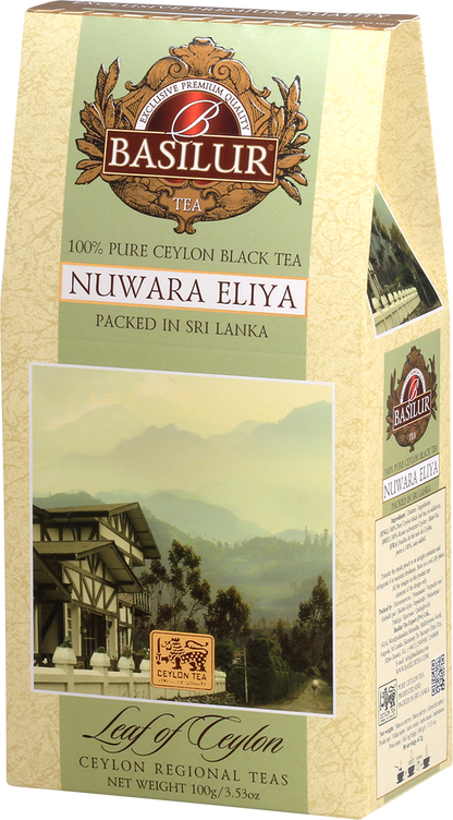 Zdjęcie boczne opakowania Basilur Nuwara Eliya regionalna herbata cejlońska