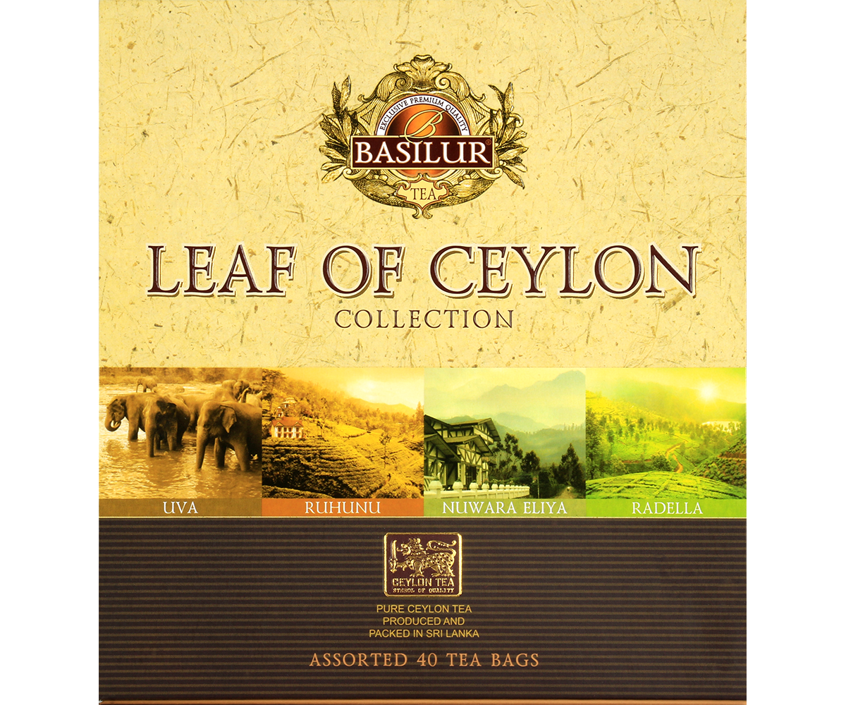 Herbata Basilur Leaf of Ceylon Collection – 40 kopert z herbatami z regionów Uva, Ruhunu, Nuwara Eliya i Radella.
