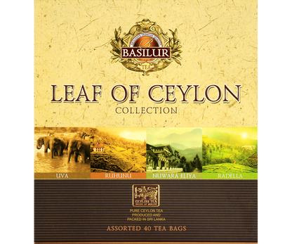 Herbata Basilur Leaf of Ceylon Collection – 40 kopert z herbatami z regionów Uva, Ruhunu, Nuwara Eliya i Radella.