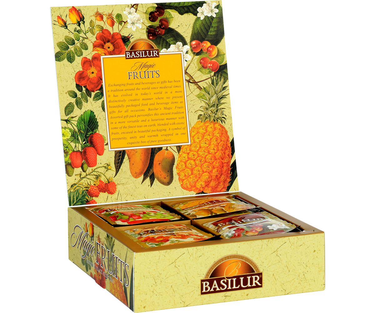 Zestaw herbat Basilur Magic Fruits Collection – owocowe herbaty w kopertach.