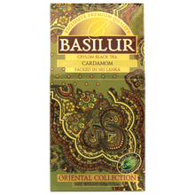 Front opakowania Basilur Cardamon 100 g, aromatyczna czarna herbata cejlońska z kardamonem premium.