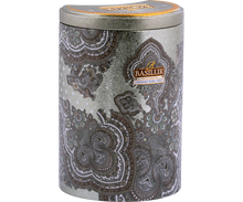 Bok puszki Basilur Persian Earl Grey – orientalne wzory i eleganckie wykończenie.