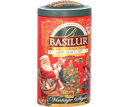 Bok puszki Basilur New Year’s Gift z ozdobnym motywem świątecznym