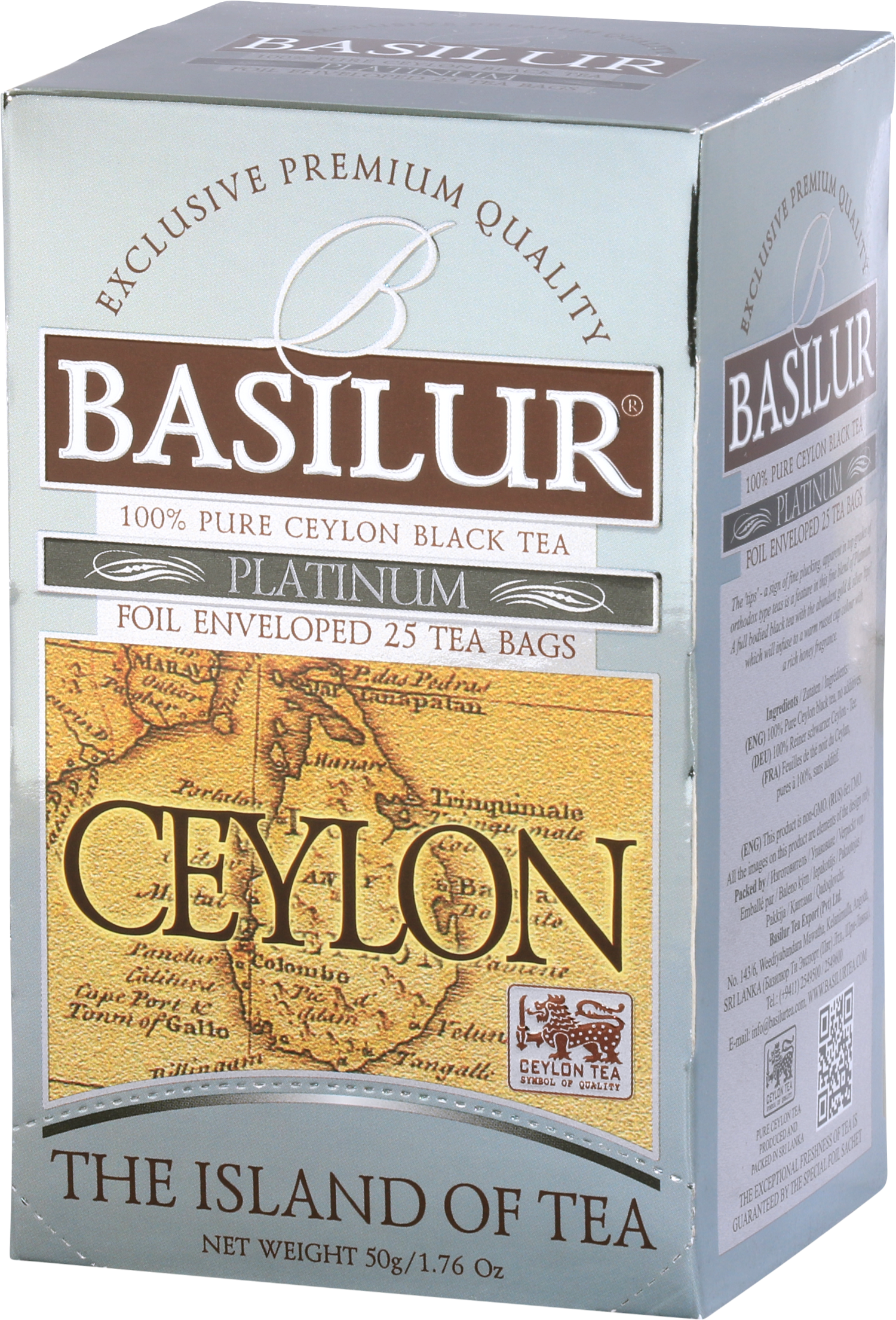 Opakowanie Basilur Platinum – czarna herbata Ceylon klasy premium