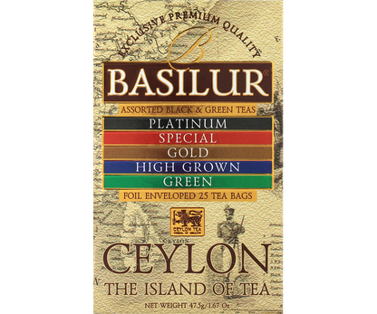 Basilur Assorted Ceylon – klasyczne pudełko herbat czarnych i zielonych z Cejlonu.