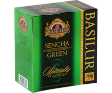 Zielona herbata Basilur Sencha Green – eleganckie pudełko z serii Specialty Classics.