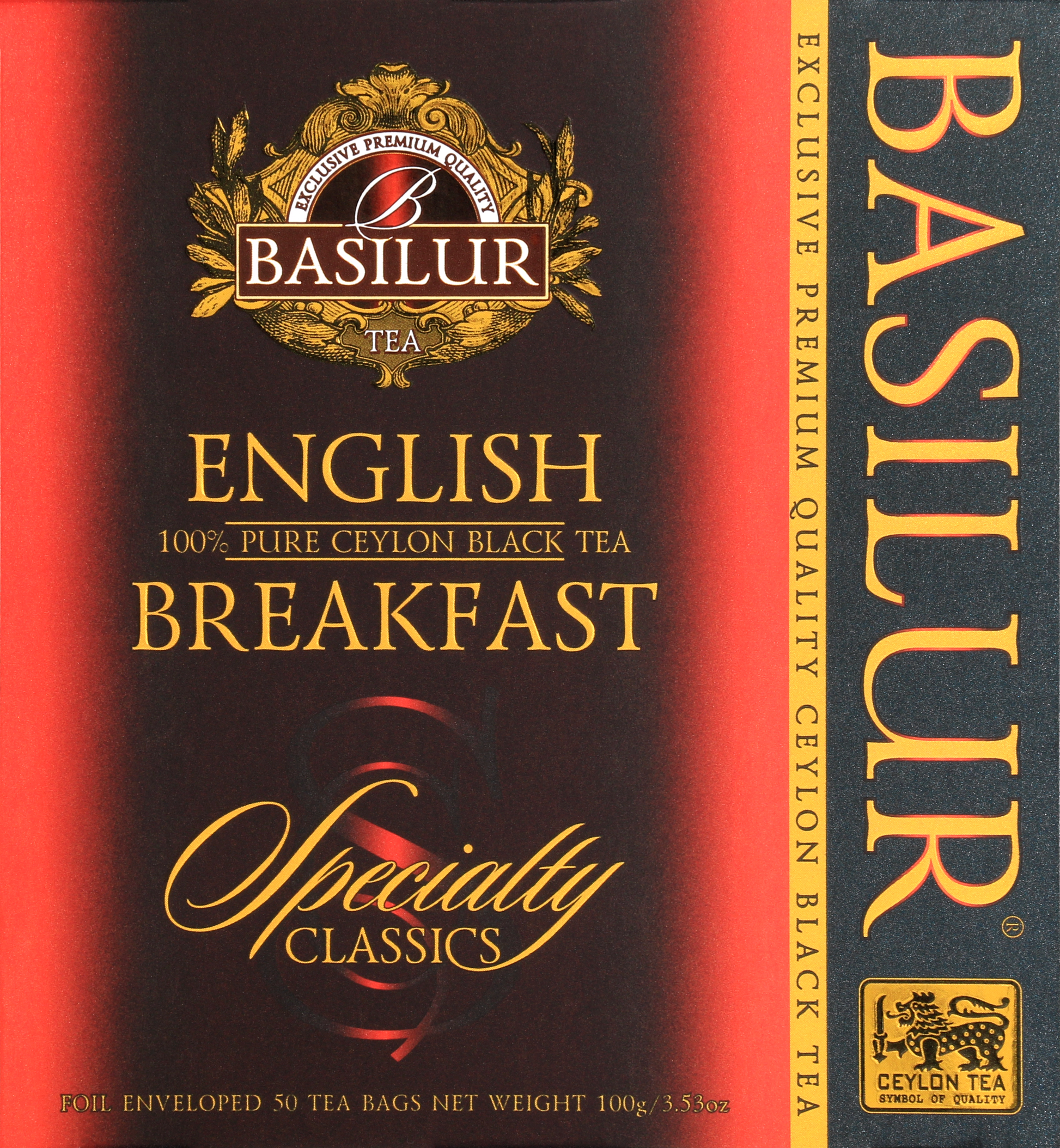 Herbata Basilur English Breakfast z serii Specialty Classics – eleganckie opakowanie.