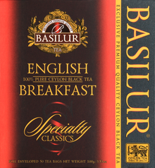 Herbata Basilur English Breakfast z serii Specialty Classics – eleganckie opakowanie.