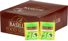 Opakowanie zbiorcze Basilur Soursop z saszetkami zielonej herbaty cejlońskiej o smaku gravioli.