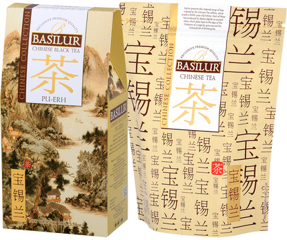 Opakowanie Basilur Chinese Collection Pu-Erh 100 g, ekskluzywna czarna herbata chińska.