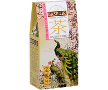 Bok pudełka Basilur Jasmine Green z opisem kolekcji Chinese Collection.