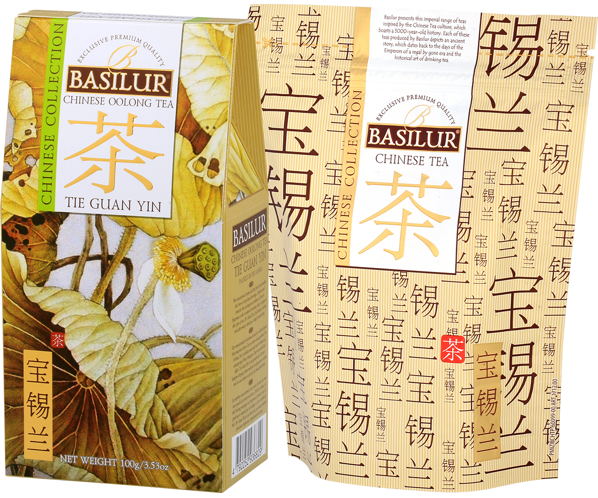 Opakowanie Basilur Tie Guan Yin 100 g, chińska herbata oolong z serii Chinese Collection.