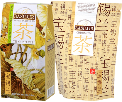Opakowanie Basilur Tie Guan Yin 100 g, chińska herbata oolong z serii Chinese Collection.