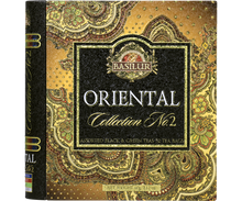 Saszetka Basilur Milk Oolong White Moon i torebka z zieloną herbatą, element zestawu Oriental Collection No. 2.