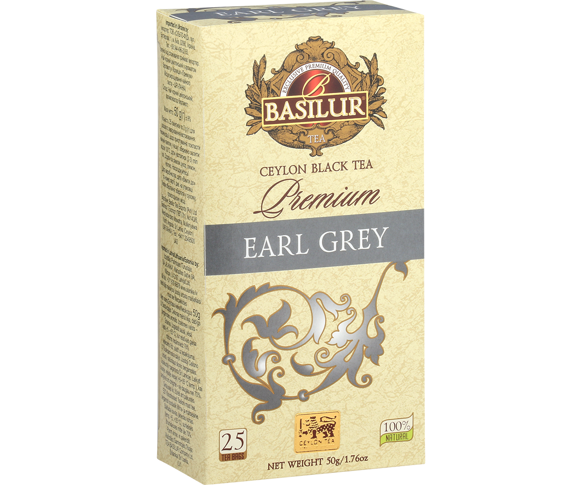 Pudelko Basilur Premium Earl Grey 25 x 2 g czarna herbata Ceylon z bergamotka