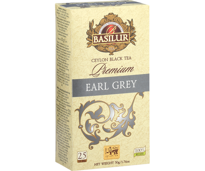 Pudelko Basilur Premium Earl Grey 25 x 2 g czarna herbata Ceylon z bergamotka
