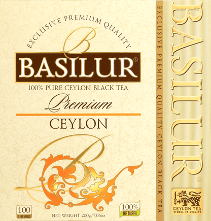 Opakowanie herbaty Basilur Premium Ceylon 100 kopert czarnej herbaty cejlońskiej