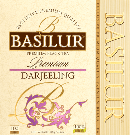Opakowanie czarnej herbaty Basilur Premium Darjeeling 100 torebek