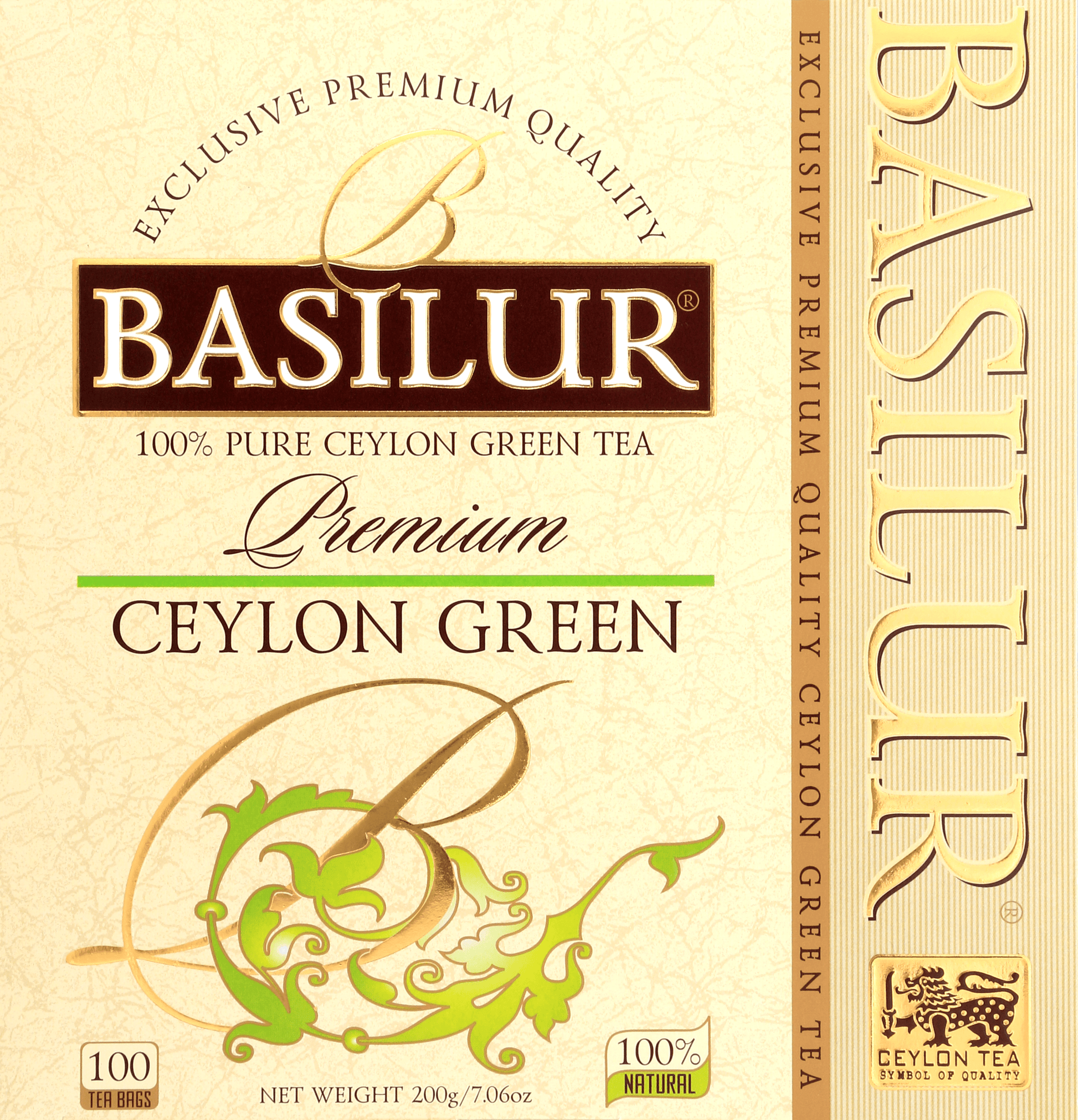 Opakowanie Basilur Premium Ceylon Green – 100 kopert zielonej herbaty Ceylon