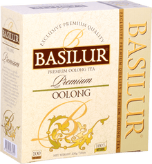 Opakowanie Basilur Oolong – elegancka herbata cejlońska o złoto-zielonych detalach