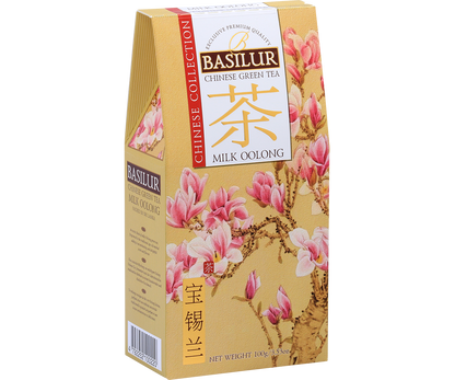 Opakowanie Basilur Chinese Collection Milk Oolong – wysokiej jakości herbata o delikatnym smaku.