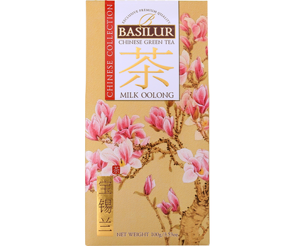 Opakowanie Basilur Chinese Collection Milk Oolong – wysokiej jakości herbata o delikatnym smaku.