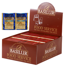 Herbata Basilur High Grown w ekspozytorze typu food service, 100 kopertowanych torebek czarnej herbaty.