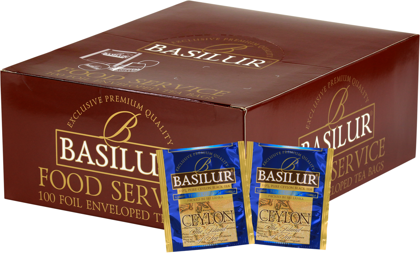 Opakowanie zbiorcze Basilur High Grown z saszetkami czarnej herbaty cejlońskiej z górskich plantacji.