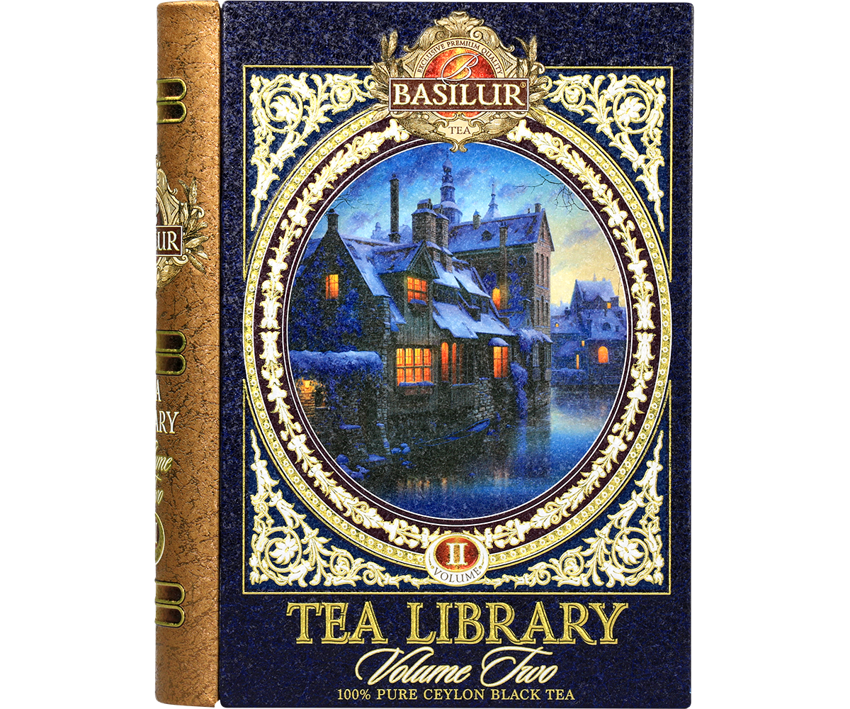 Front puszki Basilur Tea Library vol. II – elegancka czarna herbata premium.