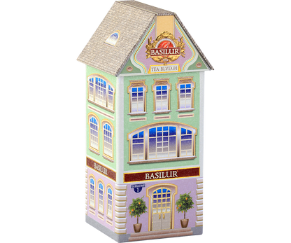 Puszka Basilur Tea Boulevard 1 widok z boku – stylowy design i złote detale.