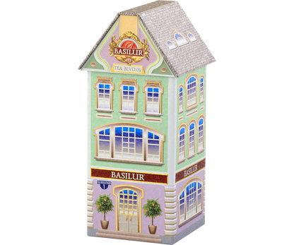 Kolekcjonerska puszka Basilur Tea Boulevard 1 inspirowana klasyczną architekturą.
