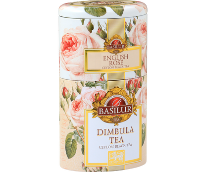 Puszka Basilur English Rose & Dimbula z motywem róż.