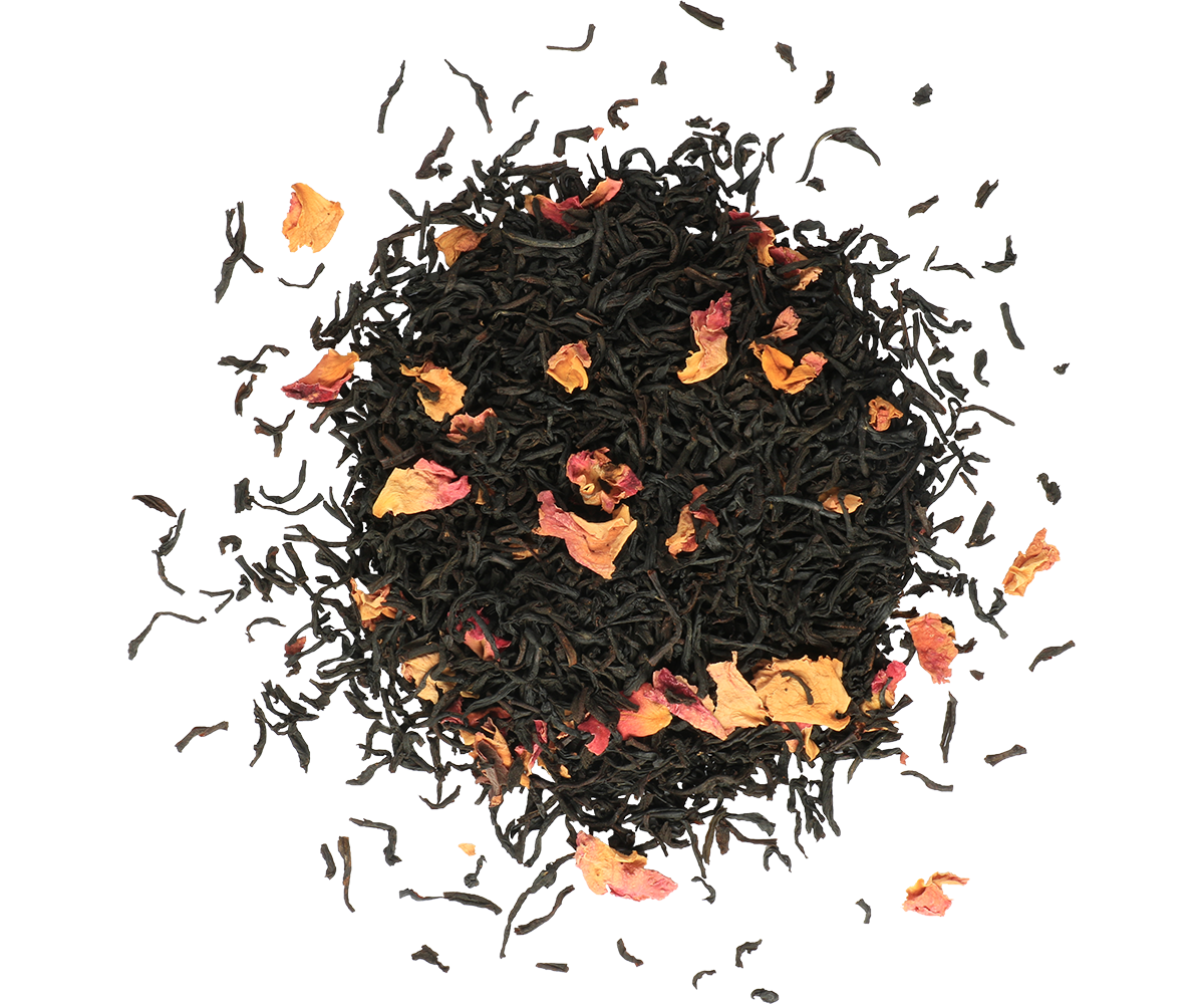 Czarna herbata Basilur English Rose z płatkami róż.