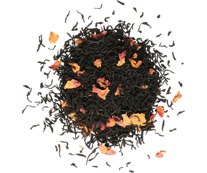 Czarna herbata Basilur English Rose z płatkami róż.
