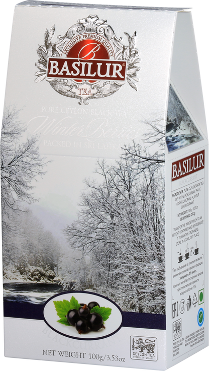 Herbata Basilur Blackcurrant – elegancka czarna herbata cejlońska z aromatem czarnej porzeczki.