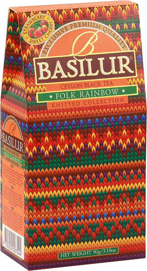 Zestaw herbaty Basilur Folk Rainbow z opakowaniem wewnętrznym Basilur News.