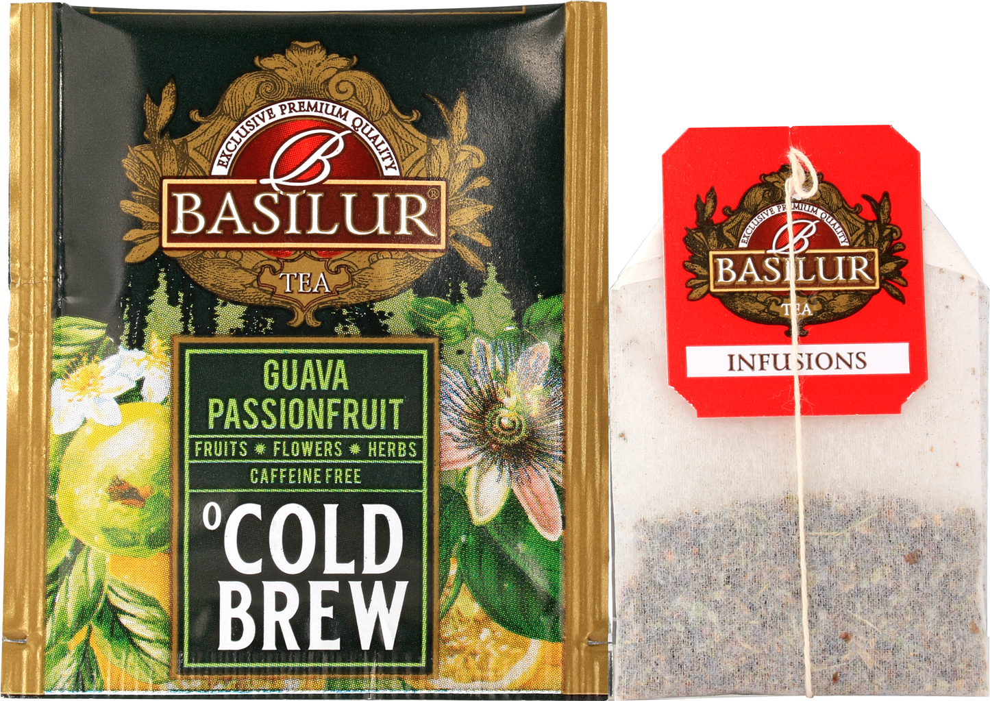 Koperta z torebką herbaty Basilur Guava Passionfruit.