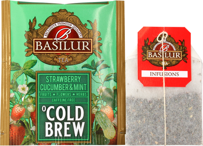 Koperta z torebką herbaty Basilur Strawberry Cucumber & Mint.