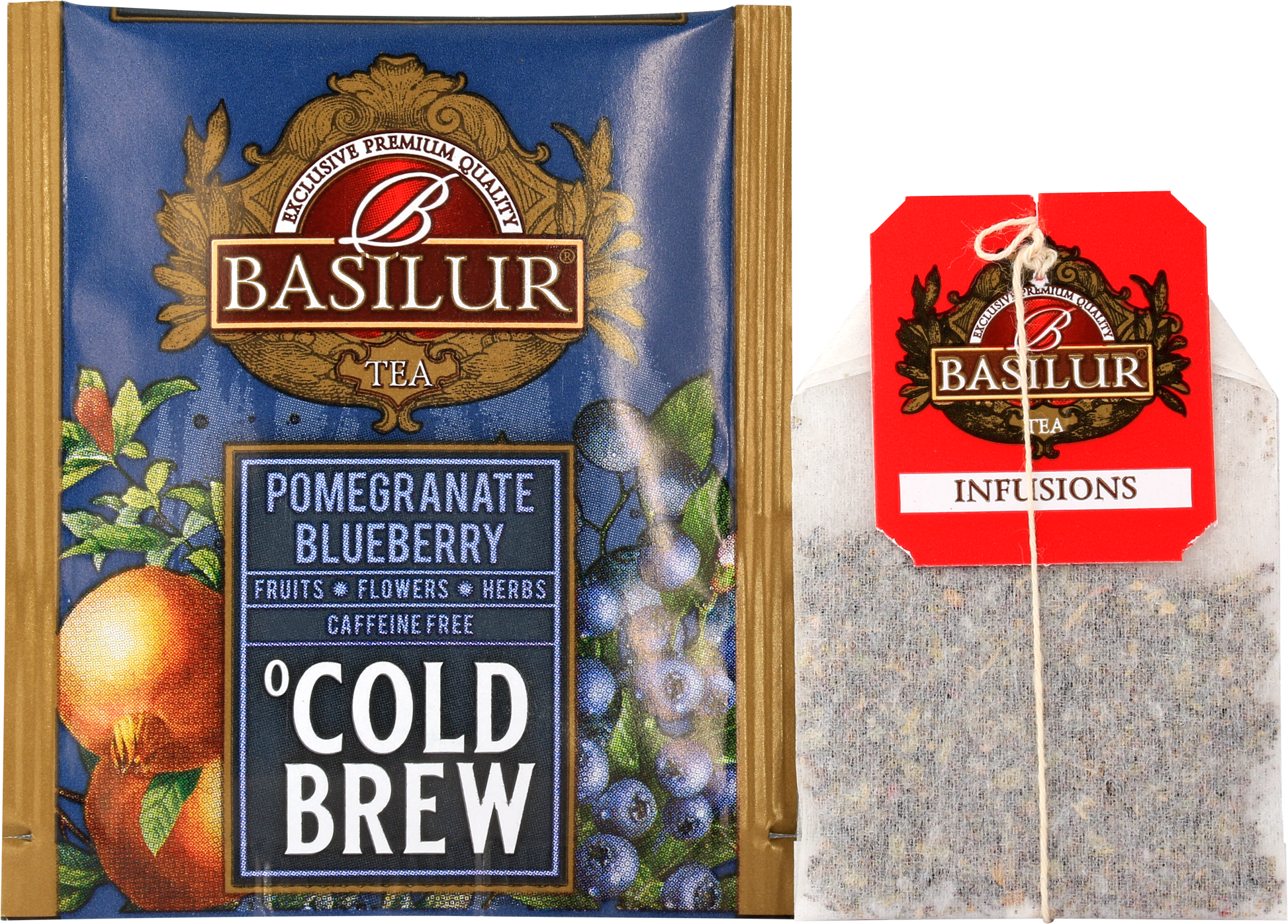 Koperta z torebką  herbaty Basilur Pomegranate Blueberry