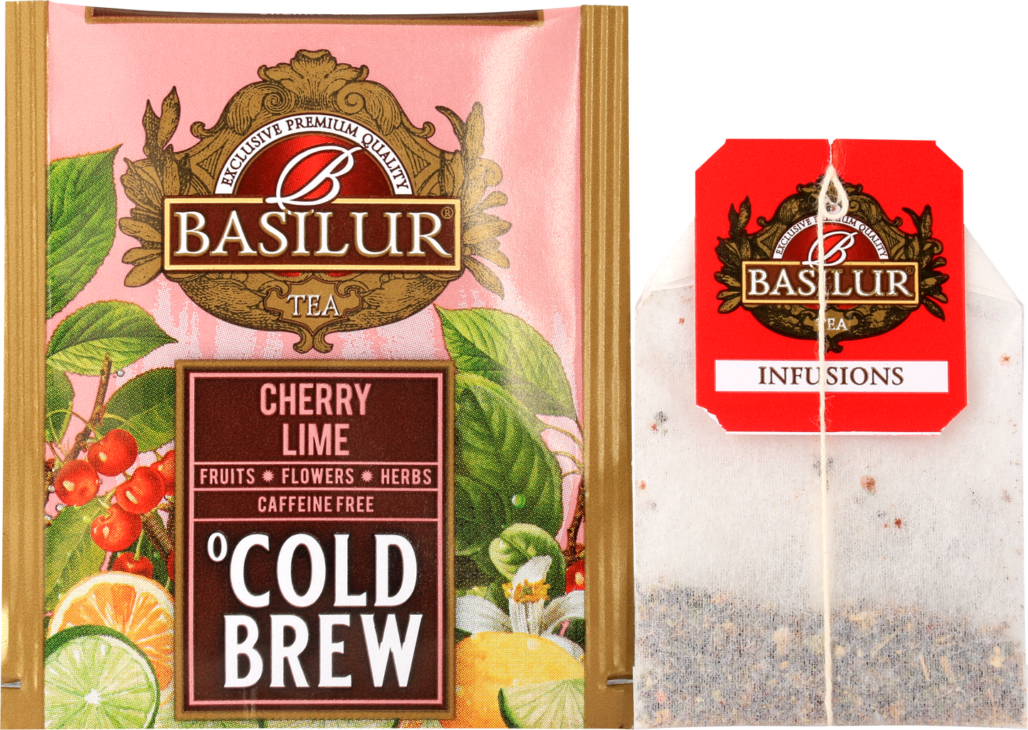 Koperta z torebką herbaty Basilur cherry lime.