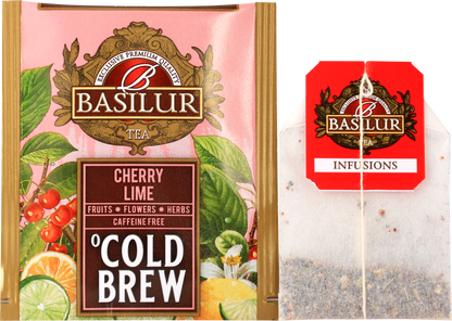 Koperta z torebką herbaty Basilur cherry lime.